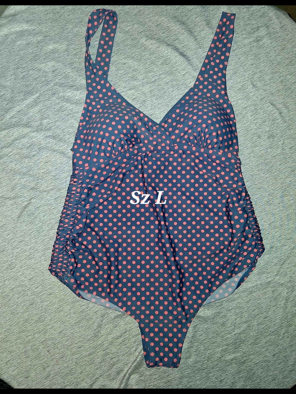 Maternity Navy Polka Dot One-Piece Swimsuit Lg